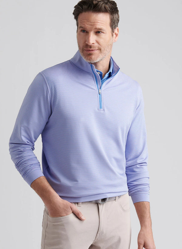 Peter Millar Perth Sugar Stripe Performance Quarter-Zip in Evening Tide