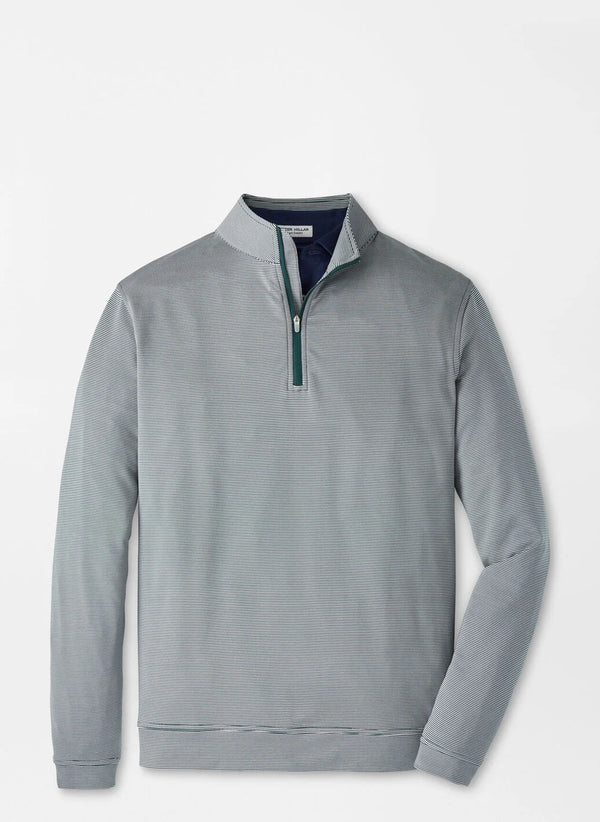 Peter Millar Perth Sugar Stripe Performance Quarter-Zip in Nordic Pine