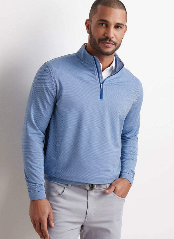 Peter Millar Perth Sugar Stripe Performance Quarter-Zip in Sport Navy