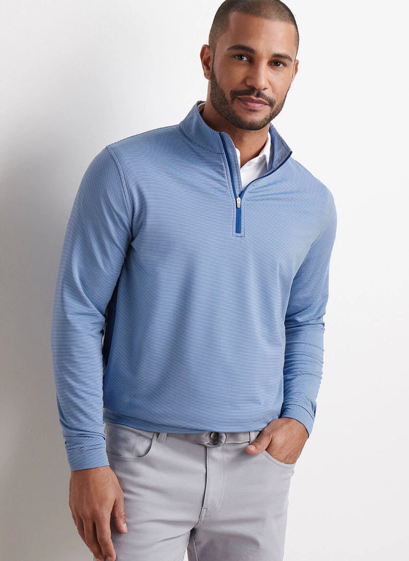 Peter Millar Perth Sugar Stripe Performance Quarter-Zip in Sport Navy