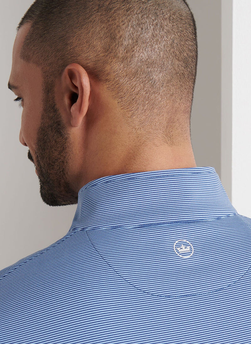Peter Millar Perth Sugar Stripe Performance Quarter-Zip in Sport Navy