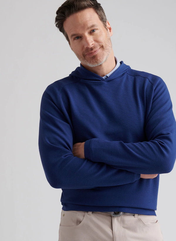 Peter Millar Pine Waffle Performance Hoodie Sport Navy