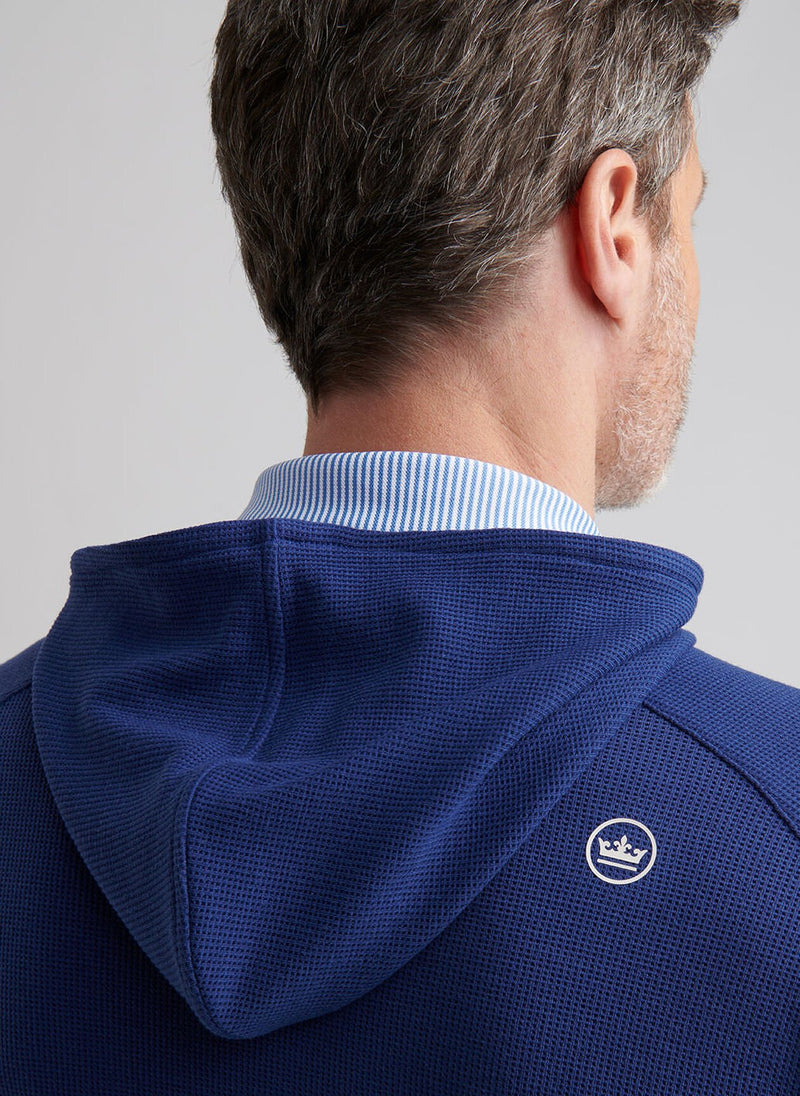 Peter Millar Pine Waffle Performance Hoodie Sport Navy