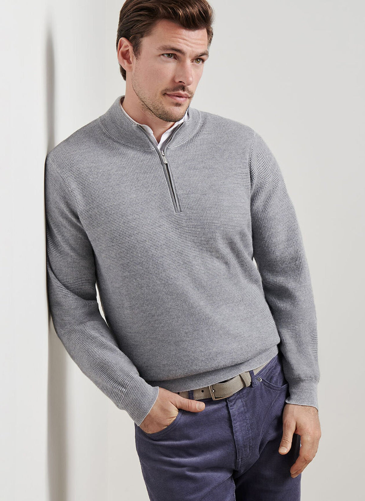 Peter Millar West Quarter-Zip Sweater BRITISH GREY – Dan's