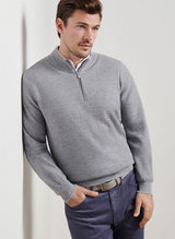 Peter Millar West Quarter-Zip Sweater BRITISH GREY