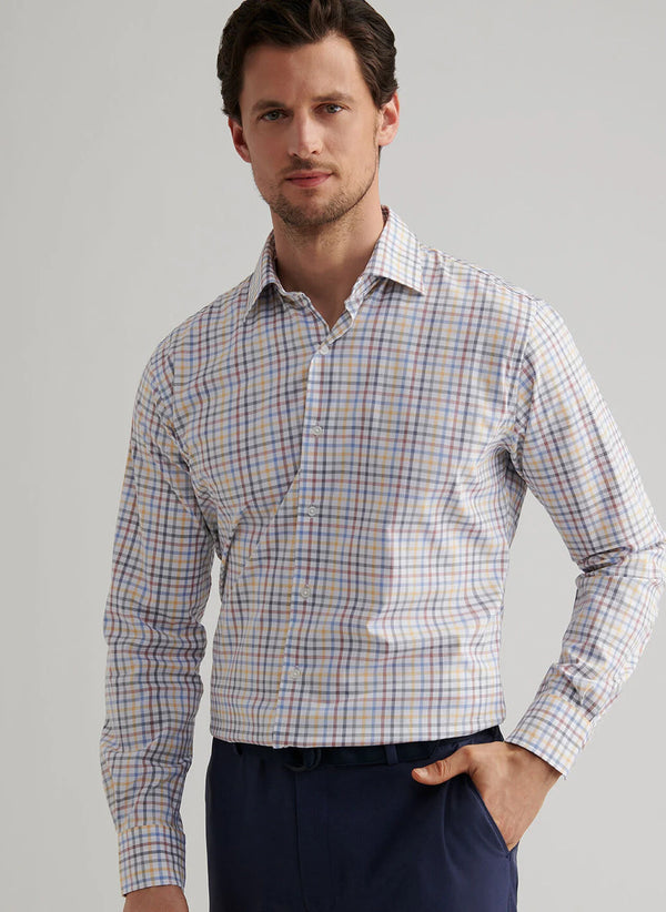 Peter Millar North Coast Crown Lite Cotton-Stretch Sport Shirt in Evening Tide