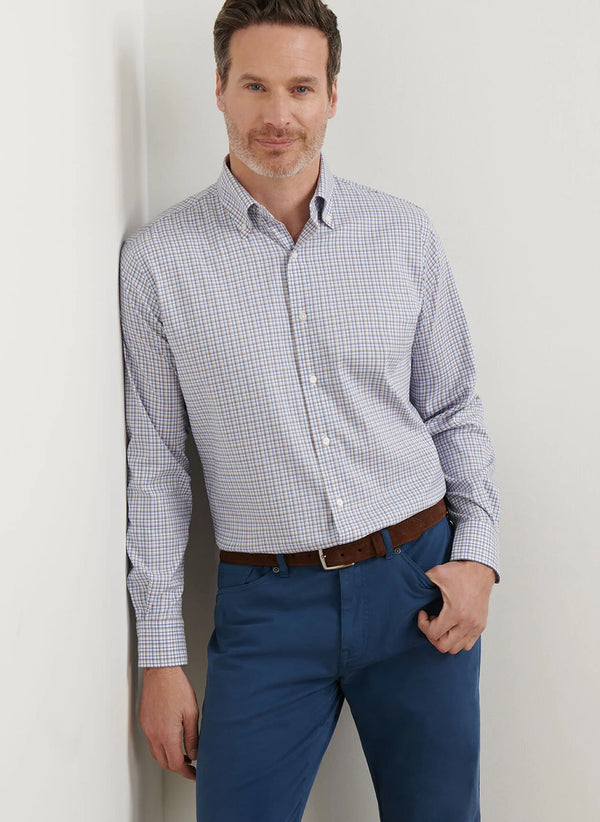 Peter Millar Julian Crown Lite Cotton-Stretch Sport Shirt in Evening Tide
