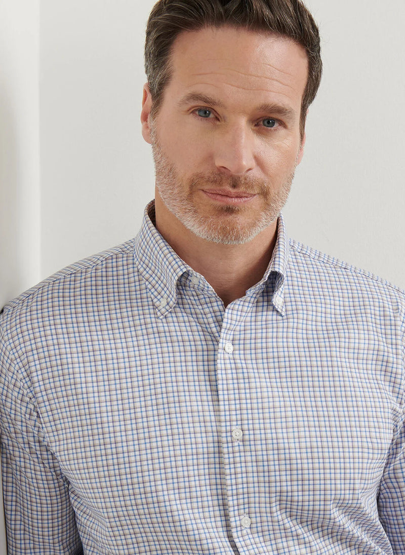 Peter Millar Julian Crown Lite Cotton-Stretch Sport Shirt in Evening Tide