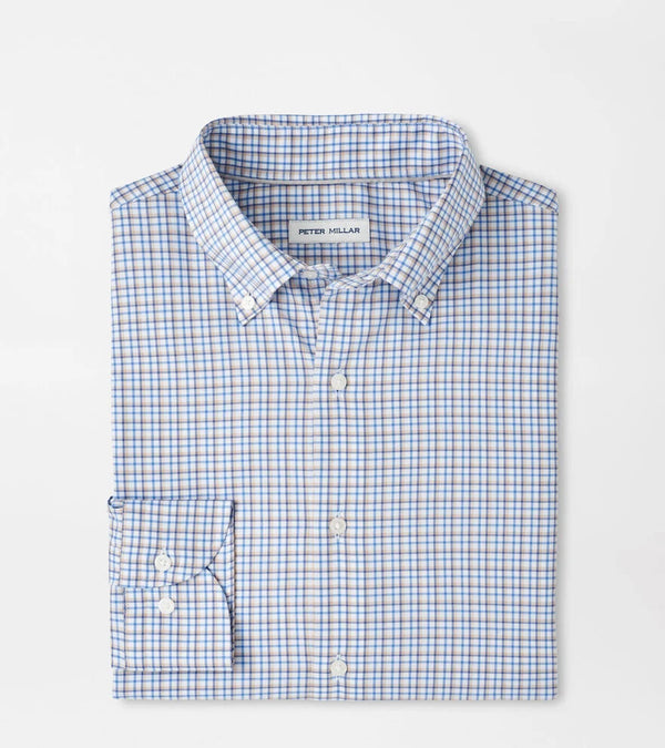 Peter Millar Julian Crown Lite Cotton-Stretch Sport Shirt in Evening Tide