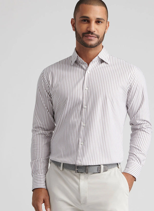 Peter Millar Cannon Crown Lite Cotton-Stretch Sport Shirt POPLAR BROWN