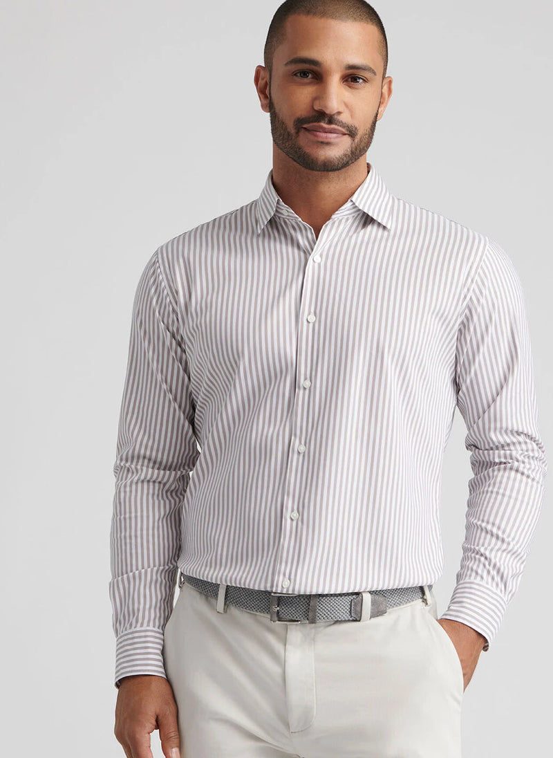 Peter Millar Cannon Crown Lite Cotton-Stretch Sport Shirt POPLAR BROWN