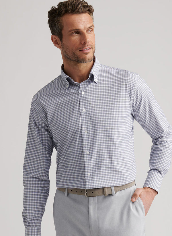 Peter Millar Cashiers Performance Twill Shirt in Oslo Grey