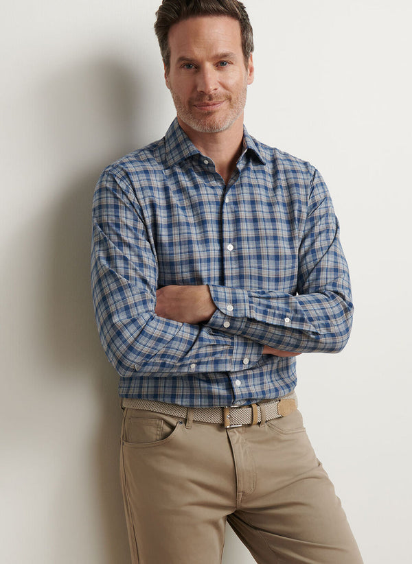 Peter Millar Whitecap Performance Flannel Sport Shirt BLUE HAZE