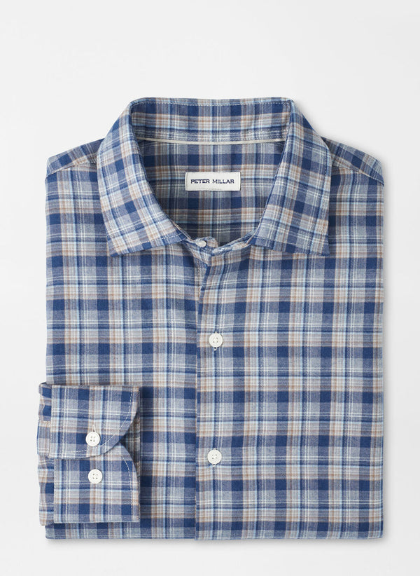 Peter Millar Whitecap Performance Flannel Sport Shirt BLUE HAZE