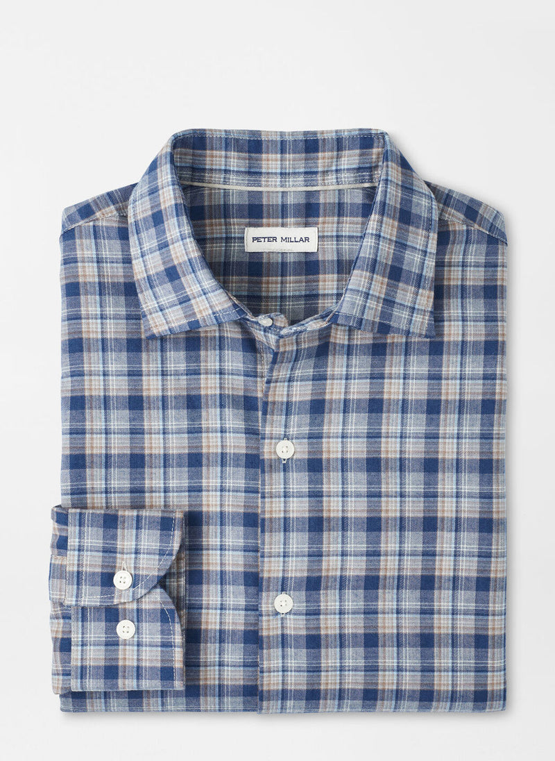 Peter Millar Whitecap Performance Flannel Sport Shirt BLUE HAZE