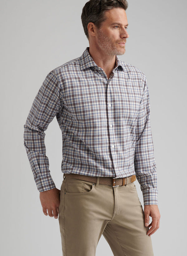 Peter Millar Waynesville Performance Flannel Sport Shirt WINTER IVORY
