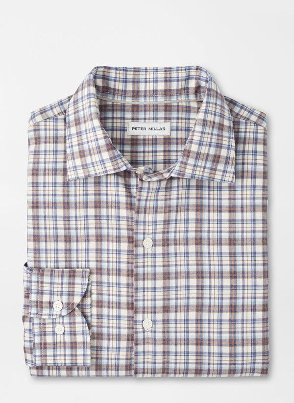 Peter Millar Waynesville Performance Flannel Sport Shirt WINTER IVORY