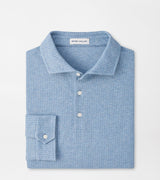 Peter Millar Herringbone Long-Sleeve Polo in Cottage Blue