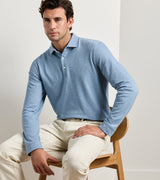 Peter Millar Herringbone Long-Sleeve Polo in Cottage Blue