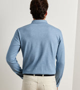 Peter Millar Herringbone Long-Sleeve Polo in Cottage Blue