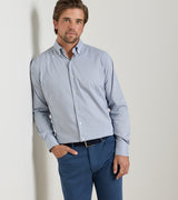 Peter Millar Gregory Crown Lite Cotton-Stretch Sport Shirt in British Grey