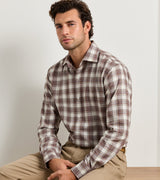 Peter Millar Cannon Performance Flannel Sport Shirt in Winter Ivory