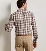 Peter Millar Cannon Performance Flannel Sport Shirt in Winter Ivory