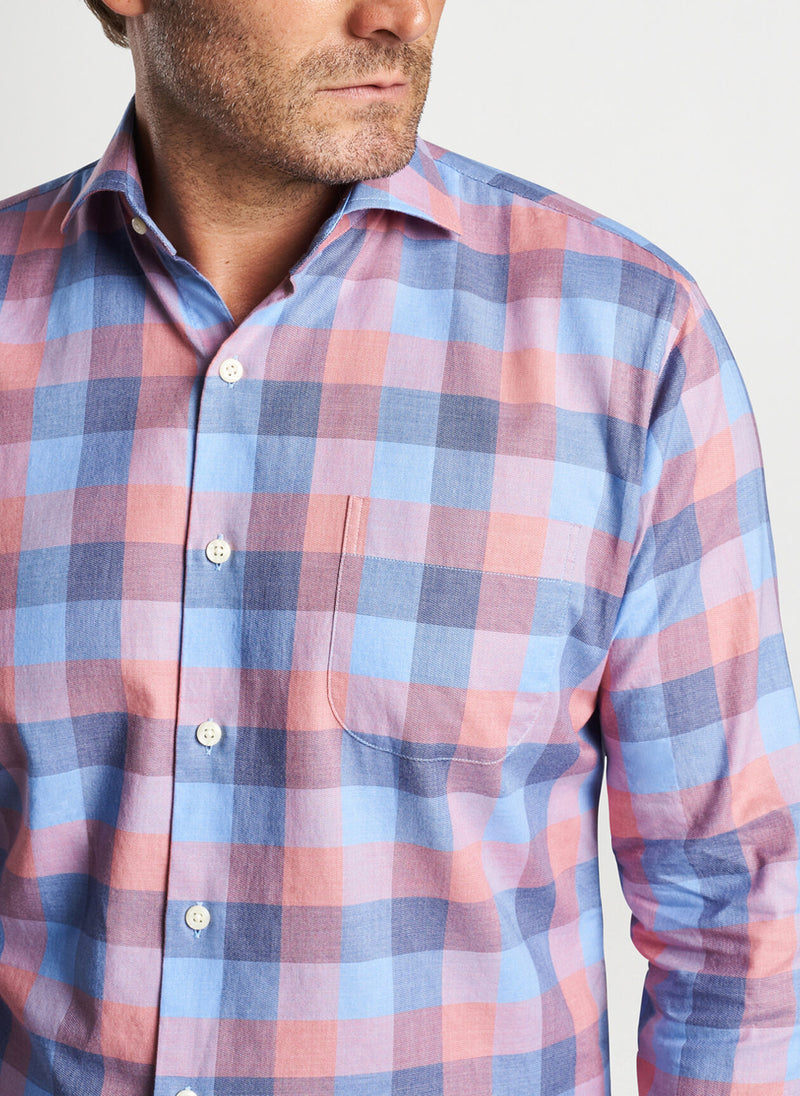 Peter Millar Boothbay Summer Soft Cotton Sport Shirt in Navy