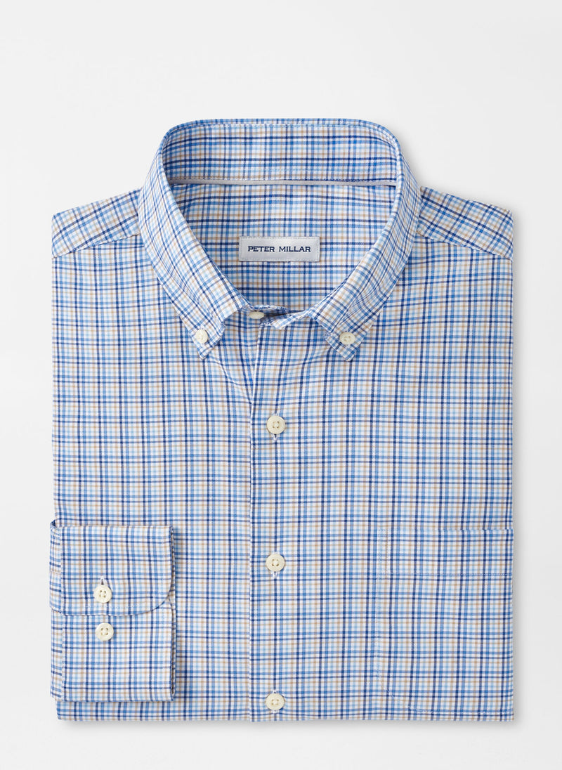 Peter Millar Cutler Crown Lite Cotton-Stretch Sport Shirt in Navy