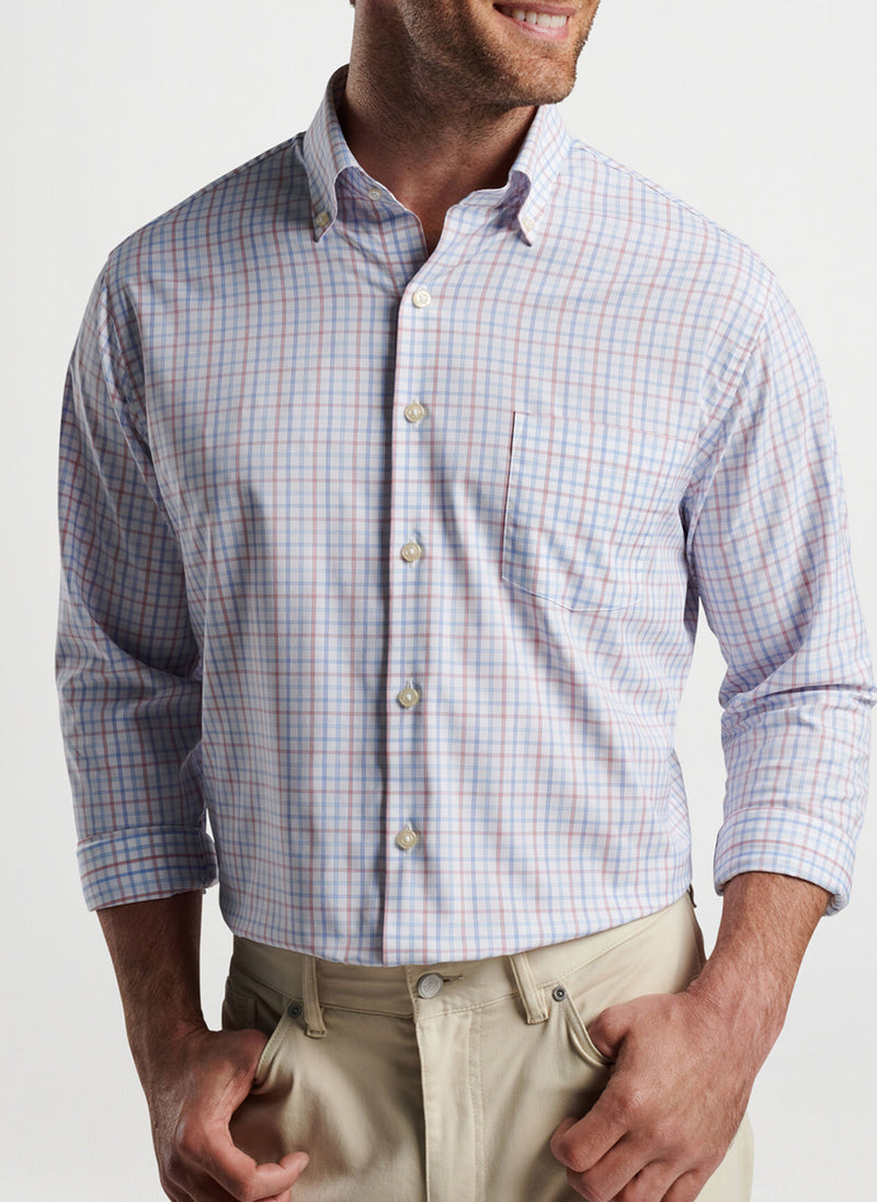 Peter Millar Eastport Performance Twill Sport Shirt in Maritime