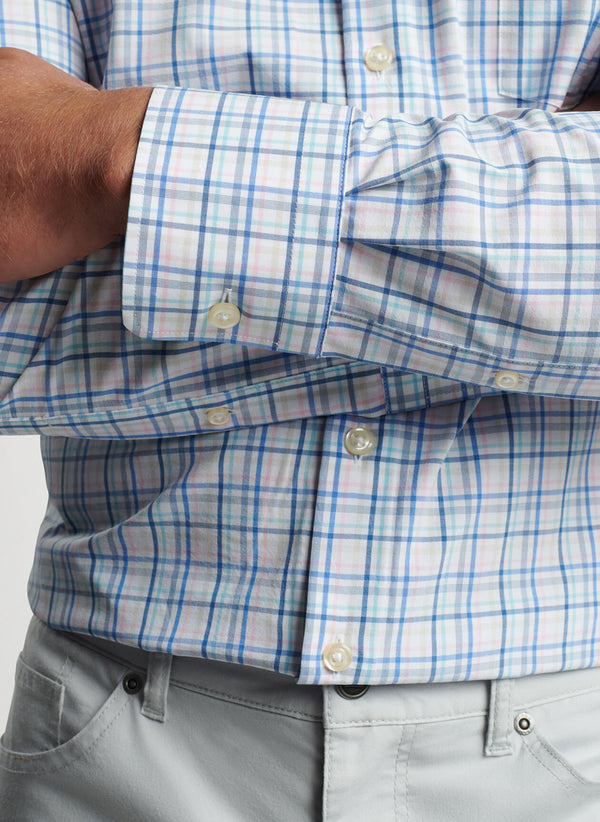 Peter Millar Roxbury Performance Poplin Sport Shirt MARITIME