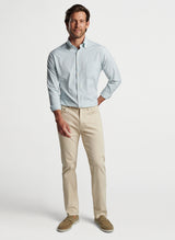 Peter Millar Chelan Performance Twill Sport Shirt in Mint Blue