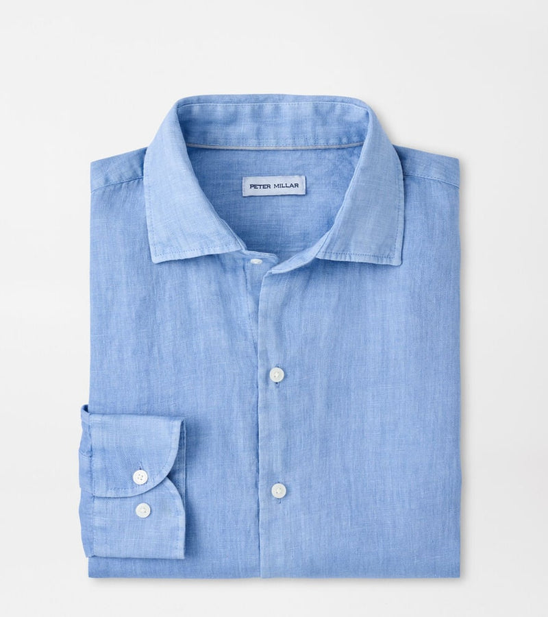 Men's Big & Tall Peter Millar The Shoreside Long Sleeve Linen Sport Shirt Bluebird / LT Men's Big & Tall Peter Millar The Shoreside Long Sleeve Linen Sport Shirt Bluebird / LT