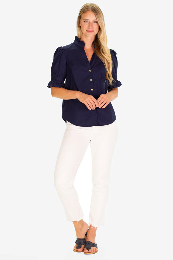 Duffield Lane Marlow Top in Navy Stretch