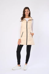 Anorak Long Metallic Down Vest Bone