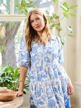 Mary Square Eloise Dress Porcelain Vines Blue