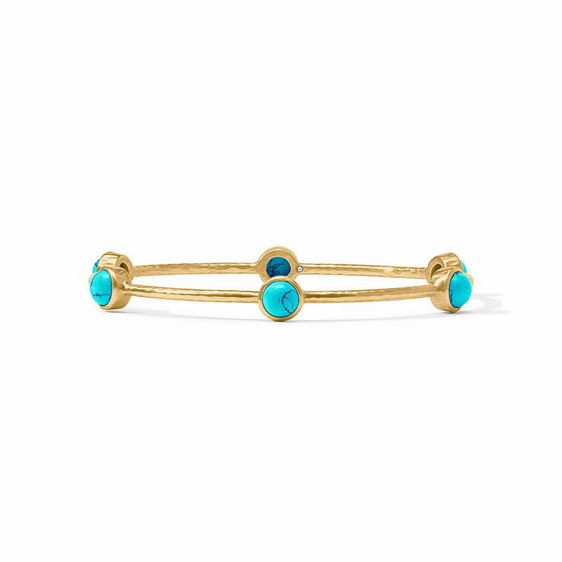 Julie Vos Milano Luxe Gold Bangle Turquoise Blue