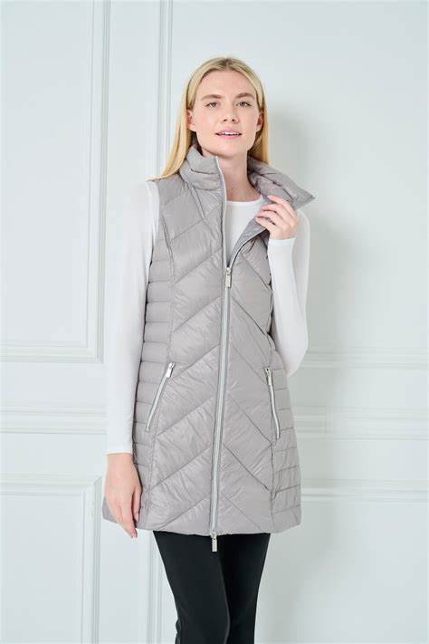 Anorak Chevron Quilted Long Vest Fossil