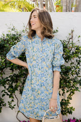 Duffield Lane Percy Popover Dress Blue Watercolor Meadow