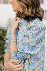 Duffield Lane Percy Popover Dress Blue Watercolor Meadow