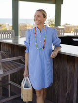 Duffield Lane Percy Popover Dress Navy & White Stripe