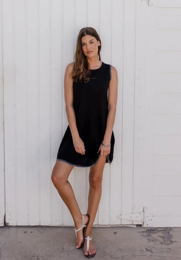 Dylan Rae Tank Dress with Stitch Black/White
