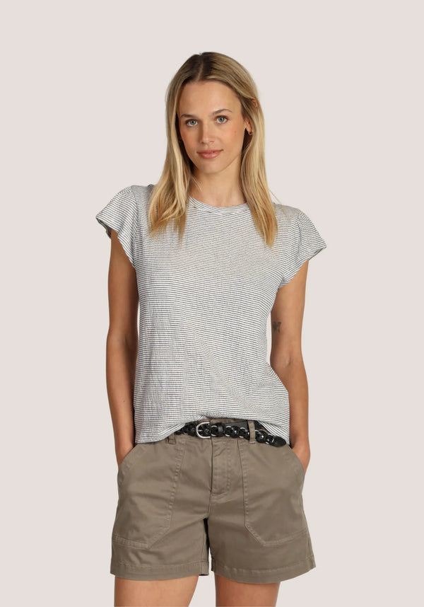 Dylan Remi Crinkle Tee White/Black