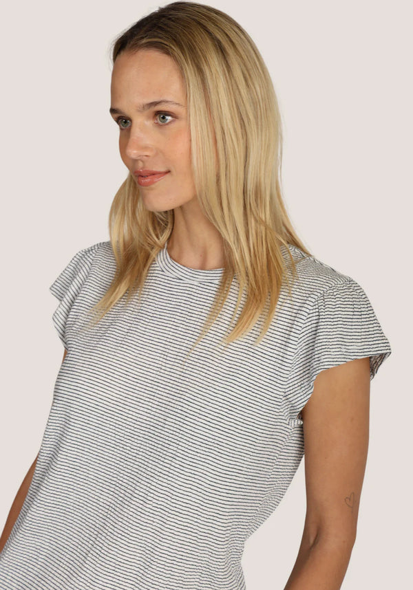 Dylan Remi Crinkle Tee White/Black