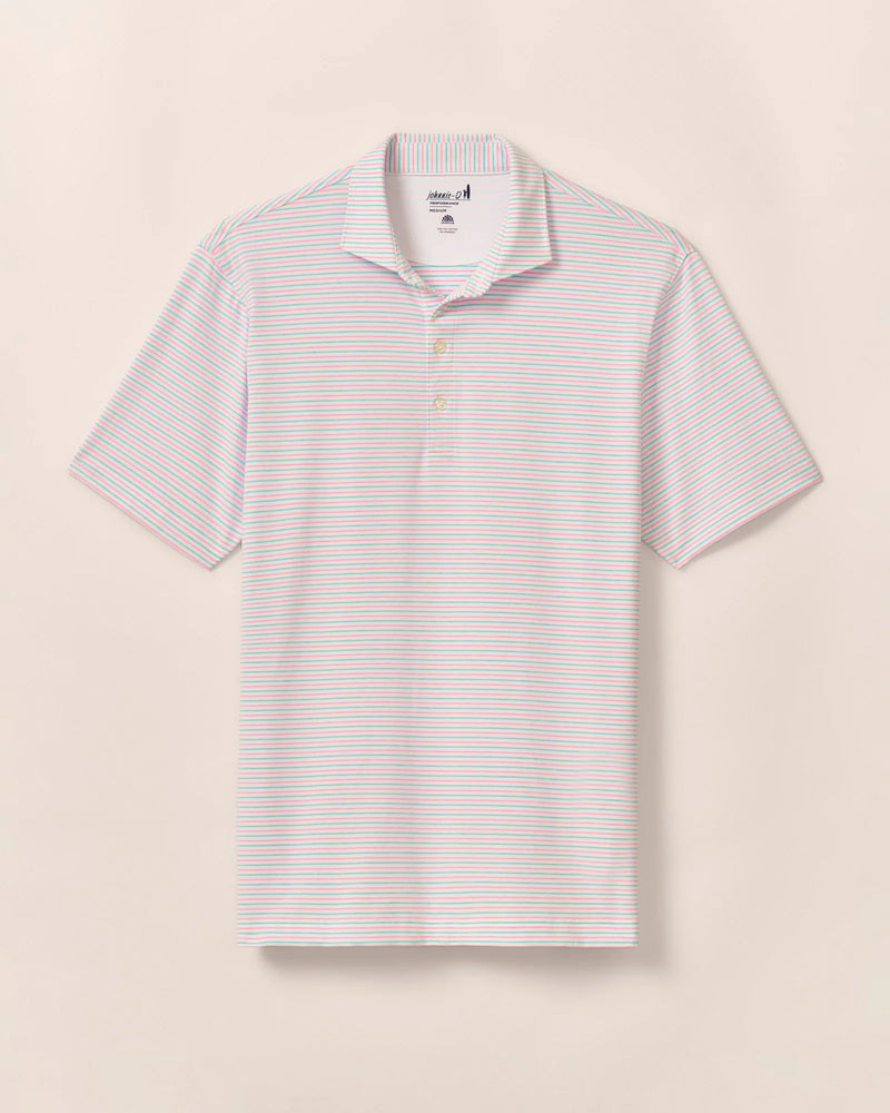 Johnnie-O Performance Jersey Polo - Vik Stripe Porto Pink