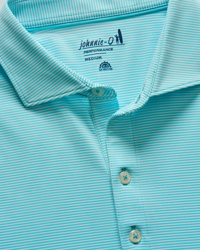 Johnnie-O Lyndon Striped Jersey Performance Polo in Tarpon