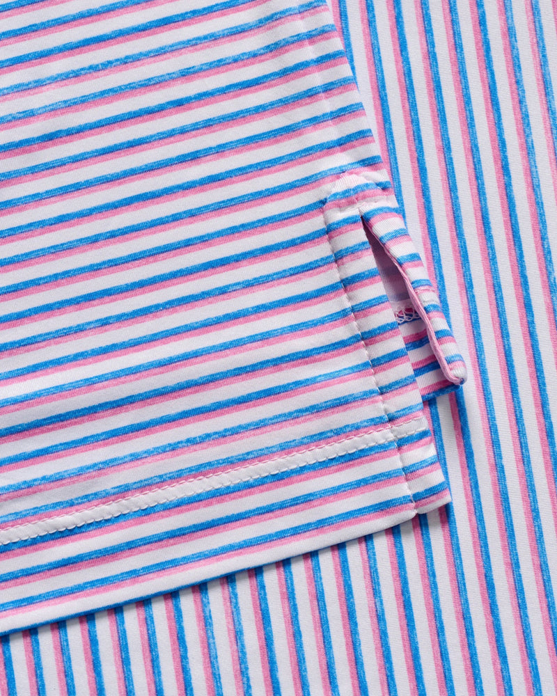 Johnnie-O Featherweight Performance Polo - Warwick Stripe Porto Pink