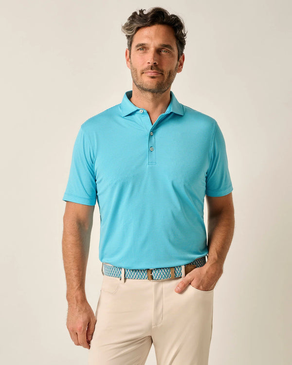 Johnnie-O Lyndon Striped Jersey Performance Polo in Majorca/Tarpon