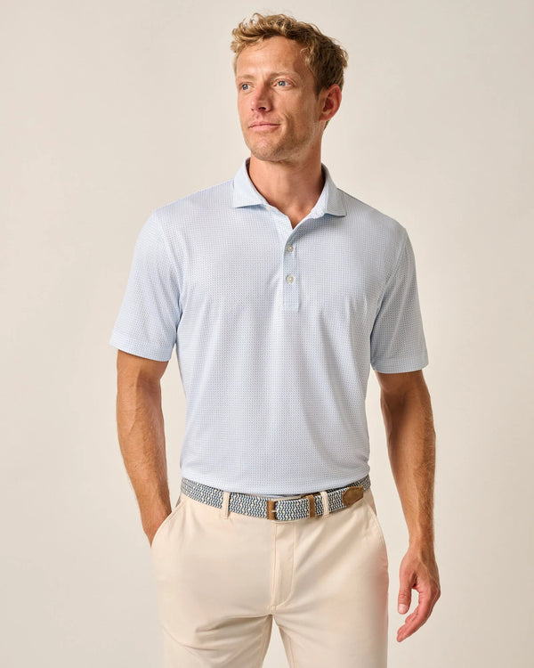 Johnnie-O Performance Jersey Polo - Tee Time Print Barrels Blue