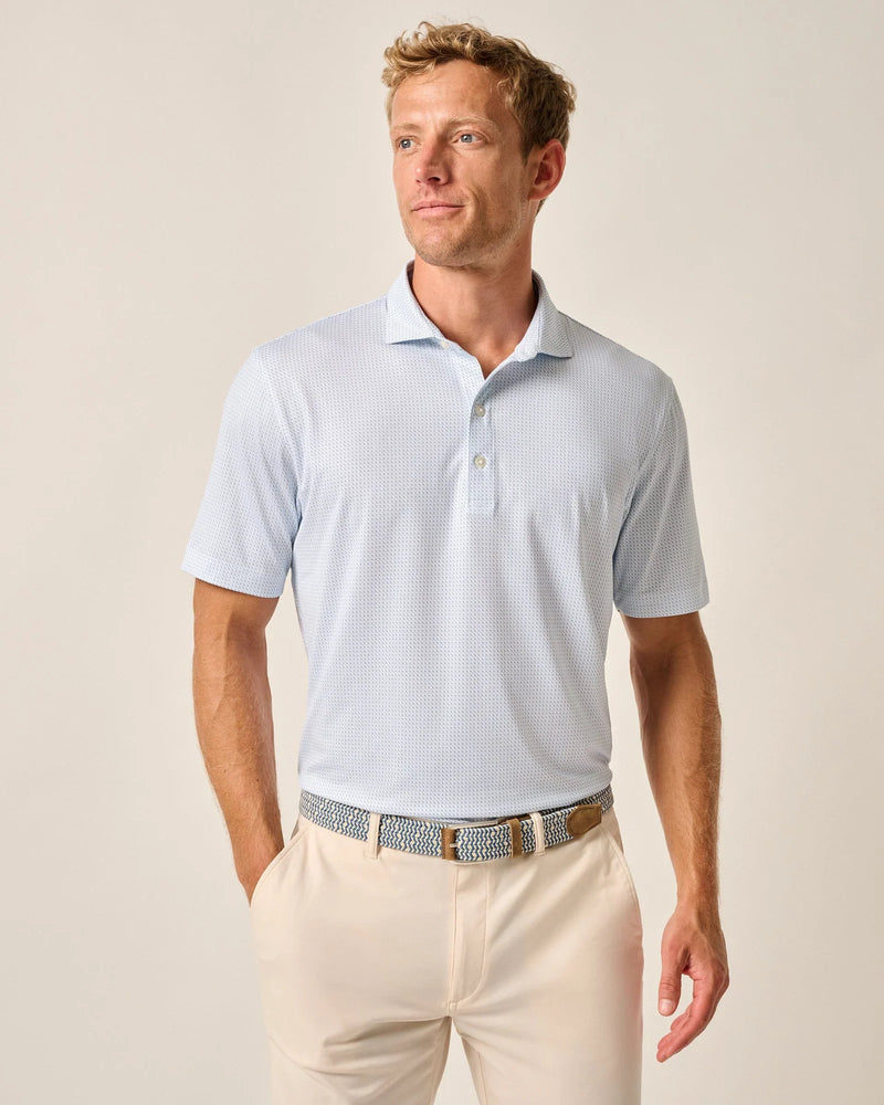 Johnnie-O Performance Jersey Polo - Tee Time Print Barrels Blue